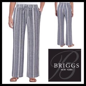 Briggs New York Linen Blend Pants Blue Stripe